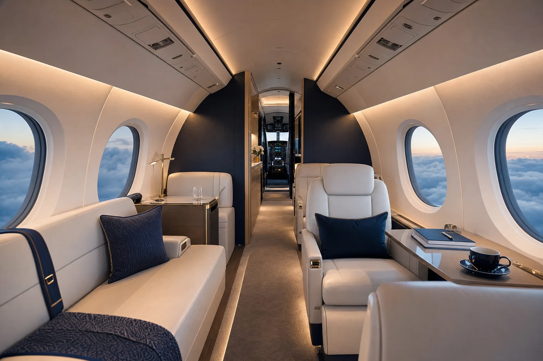 Illustrative private aviation cabin